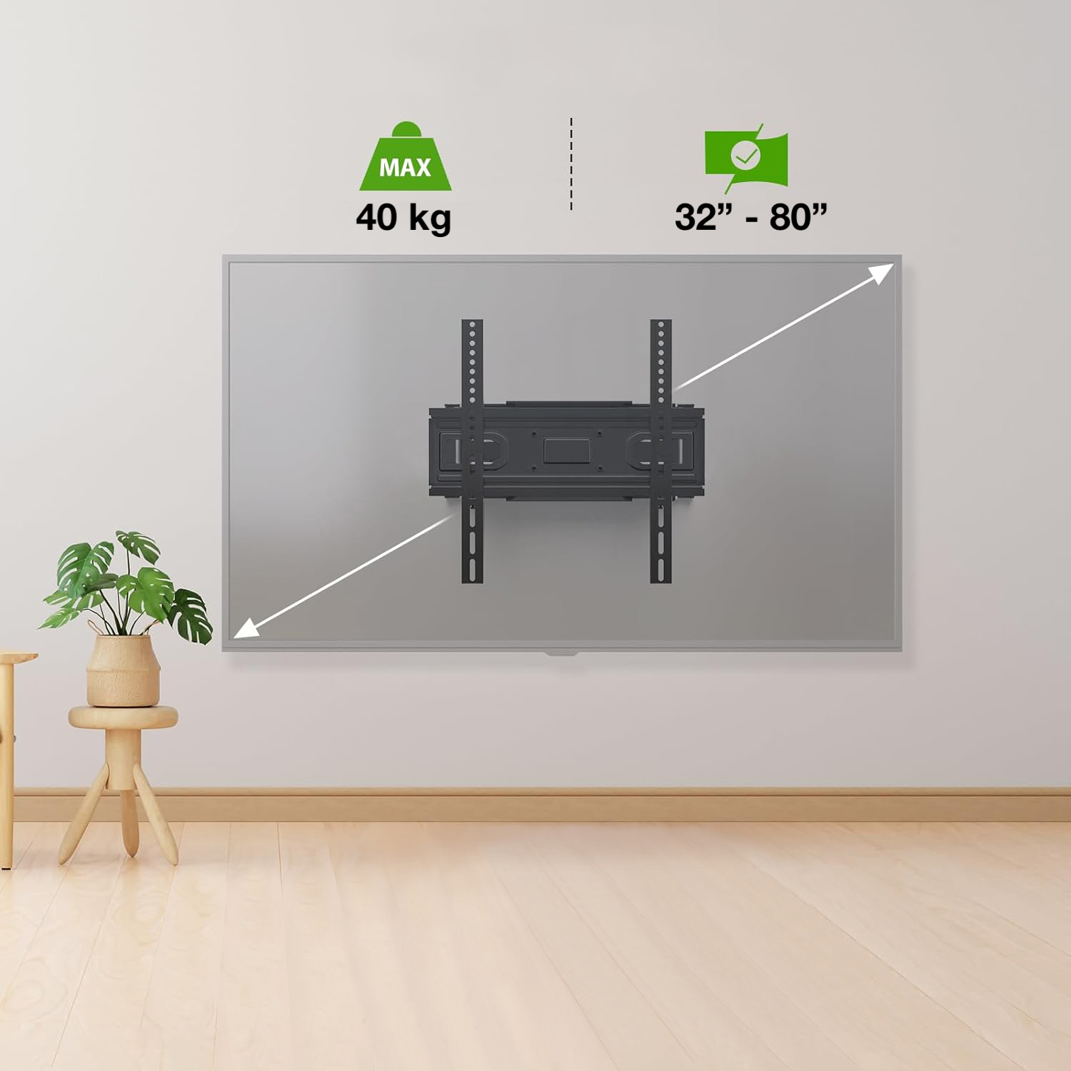 Wytrzymałość uchwytu TV do 40 kg